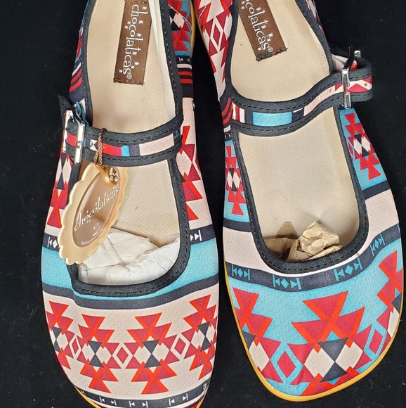 SOLD Chocolaticas Tribal Women's Mary Jane Flat | Hot chocolate design size 37uk - Picture 2 of 4